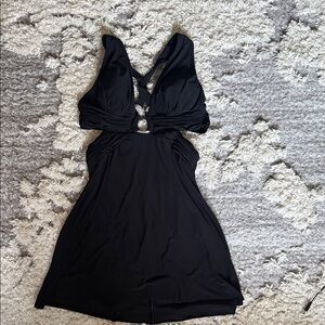 Night Way Collections Black Strapless Dress with Embellished Bust
